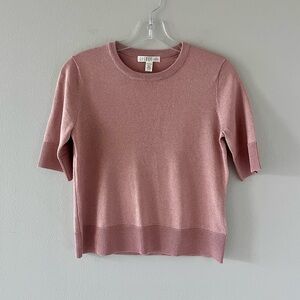 Spense Pink Shimmery Short Sleeve Sweater